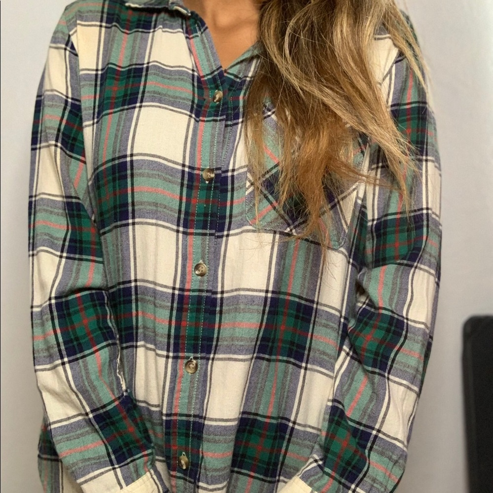 Green and white plaid